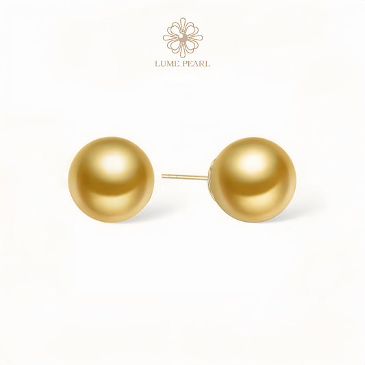 The Timeless Beauty of Natural South Sea Golden Pearl Stud Earrings