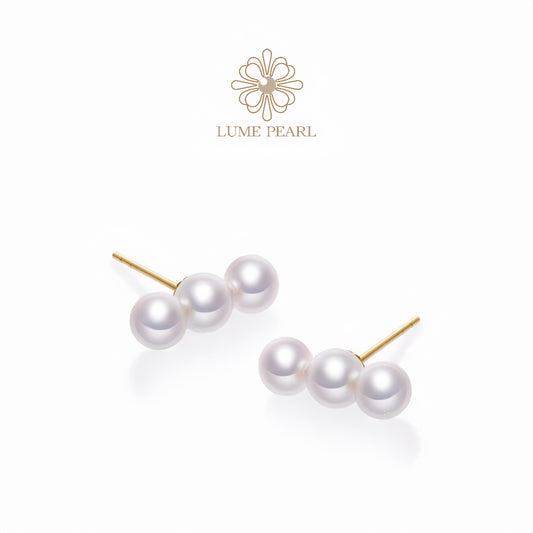 4A Aurora Luster Triple-Star Freshwater Pearl Stud Earrings