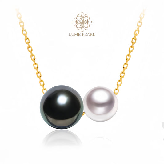 Akoya Collection: Masterpiece Double-Pearl Necklace with Tahitian & Akoya Pearl