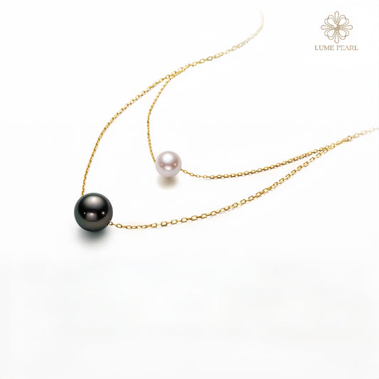 4AAAATahitian & Akoya Pearl Harmony Necklace – Natural Saltwater Pearls, Minimalist Choker
