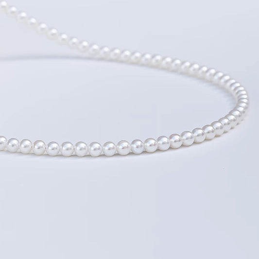 4AAAA High-Luster Freshwater Non-Nucleated Pearl petite Bead Necklace