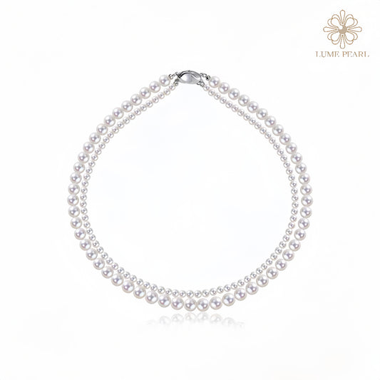 4A Grade Aurora Freshwater Pearl Double-Layer Necklace – S925 Silver Clasp