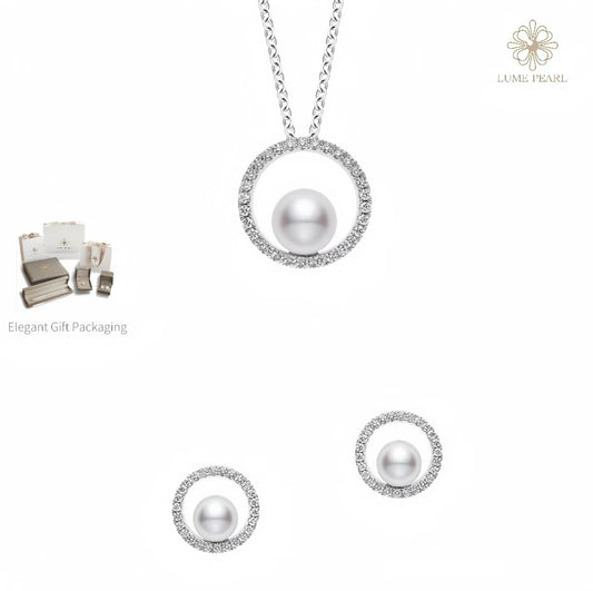 Christmas Wreath Pearl Jewelry Set – 4A Freshwater Pearl Necklace & Earrings in Gold-Plated Silver