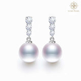 4A Grade Aurora Freshwater Pearl & Zircon Earrings