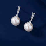 4A Grade Aurora Freshwater Pearl & Zircon Earrings