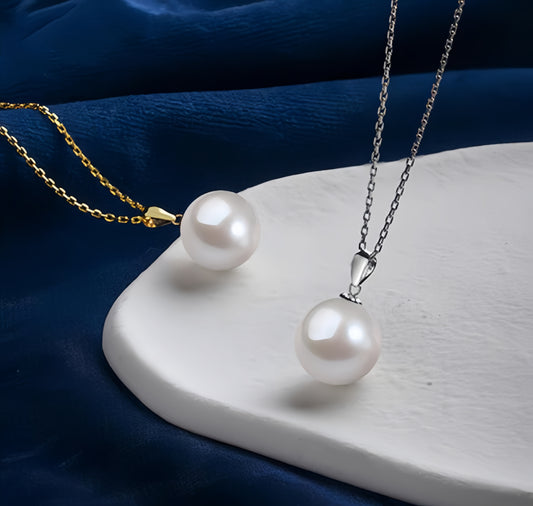 4A Grade Aurora Minimalist Natural Freshwater Nucleus-Free Pearl Pendant Necklace