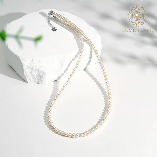 4AAAA High-Luster Freshwater Non-Nucleated Pearl petite Bead Necklace