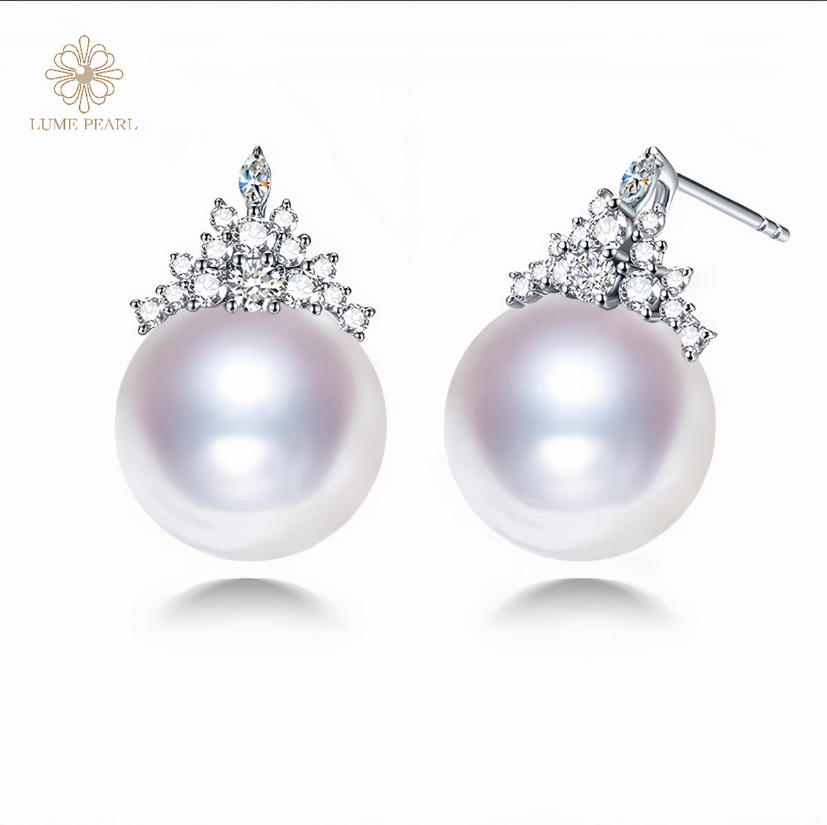4AAAA Aurora High-Luster Natural Freshwater Seedless Pearl "Ice Queen" Earrings