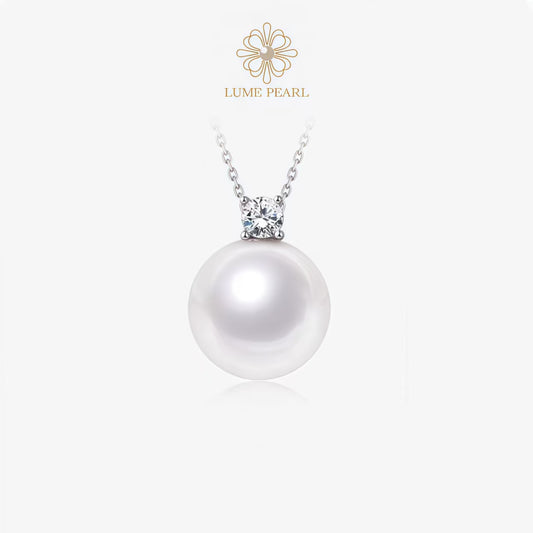 4AAAA-Grade Diamond-Accented Princess Diana Freshwater Non-Nucleated Pearl Pendant Necklace