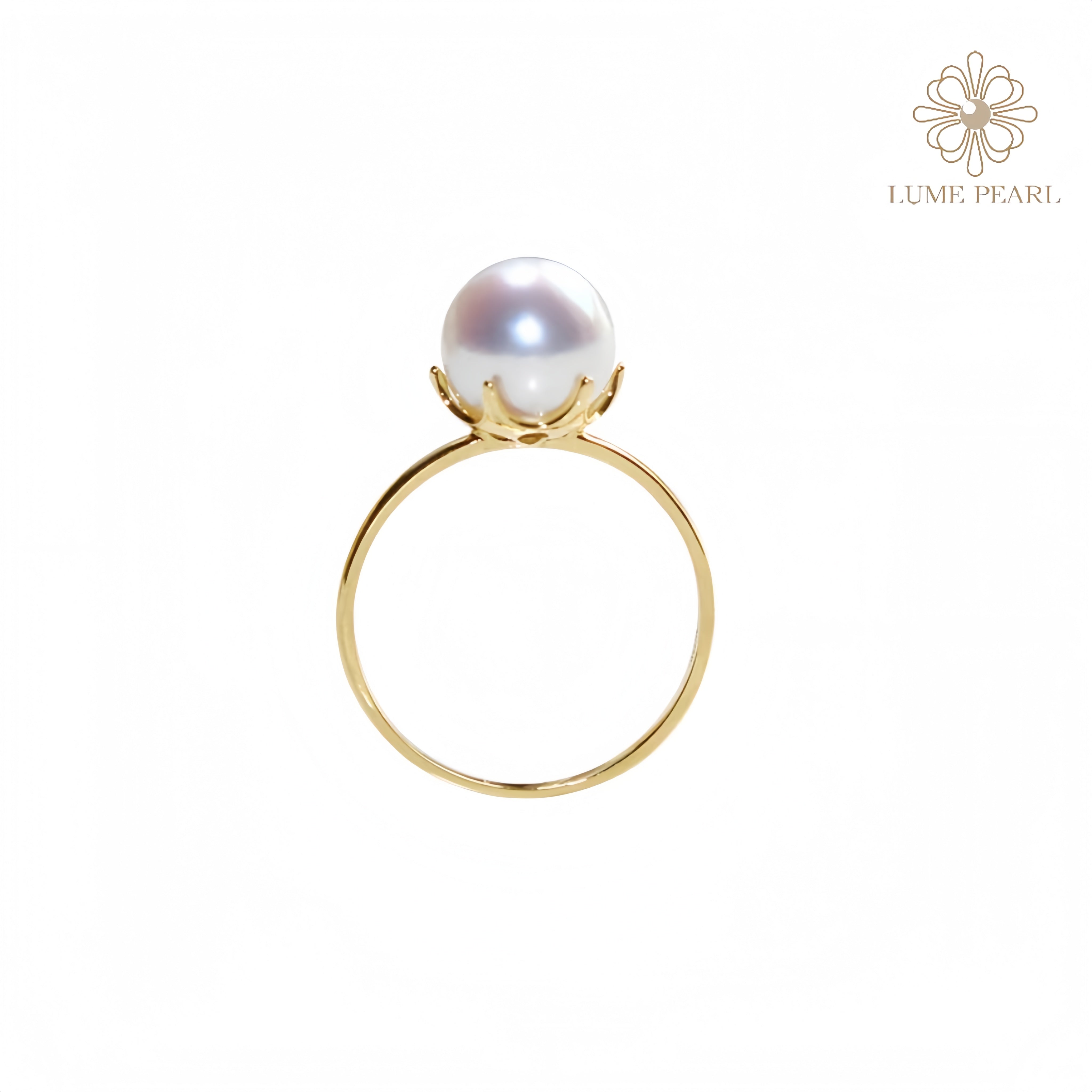4AAAA  Aurora High-Luster Six-Prong Natural Freshwater Seedless Pearl Adjustable Ring