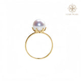 4AAAA  Aurora High-Luster Six-Prong Natural Freshwater Seedless Pearl Adjustable Ring