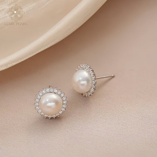 4A Grade Aurora Sunflower Natural Freshwater Nucleus-Free Pearl Stud Earrings