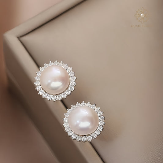 4A Grade Aurora Sunflower Natural Freshwater Nucleus-Free Pearl Stud Earrings
