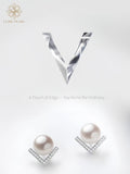 4A Grade Aurora Nucleated-Free Freshwater Pearl V Earrings – A Minimalist Must-Have for Urban Chic