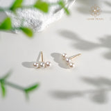 4A Aurora Luster Triple-Star Freshwater Pearl Stud Earrings