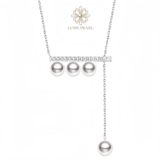 4AAAA High-Luster Balance Bar Freshwater Pearl Necklace – A Romantic Gift Favorite, Celebrity-Inspired