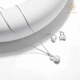 4AAAA Aurora-Grade “Lucky Gourd” Freshwater Pearl Necklace & Earring Set – Minimalist Gift of Elegance and Fortune