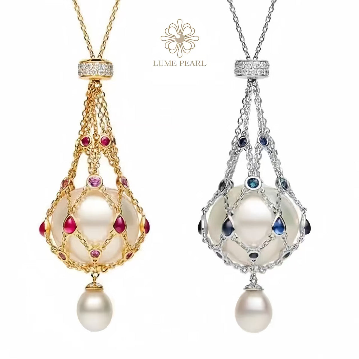 4A Aurora-Grade Luxe Net-Cage Freshwater Pearl Necklace – Celebrity-Inspired Statement Piece