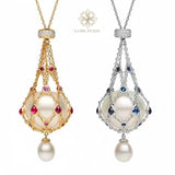 4A Aurora-Grade Luxe Net-Cage Freshwater Pearl Necklace – Celebrity-Inspired Statement Piece