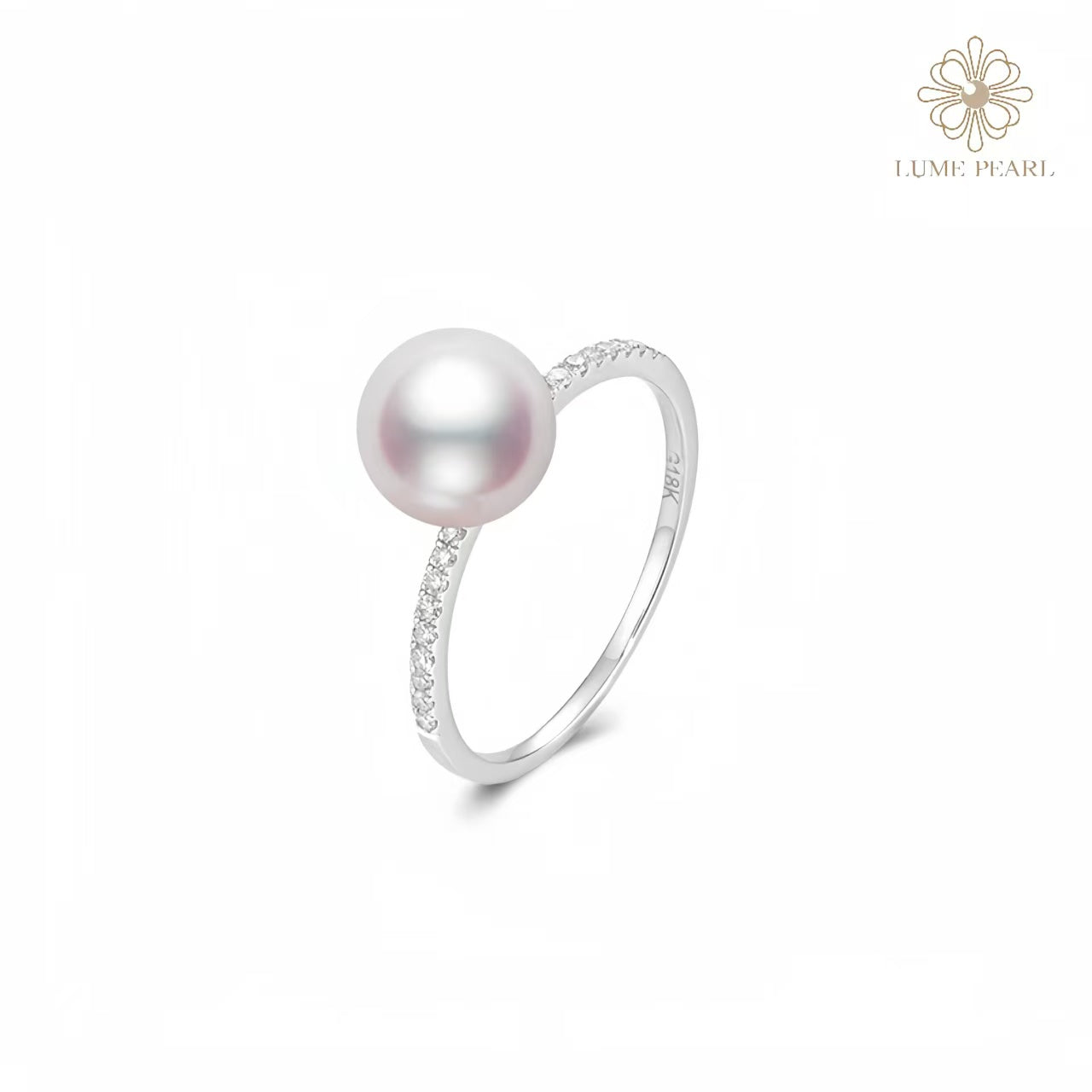 4AAAA Grade Aurora Freshwater Nucleated-Free Pearl & Diamond Minimalist Ring