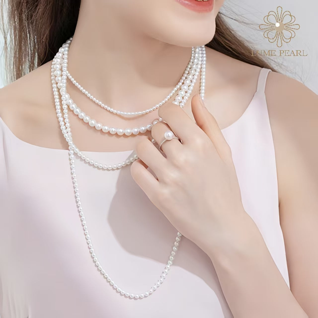 4AAAA Grade Aurora Freshwater Nucleated-Free Pearl & Diamond Minimalist Ring