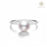 4AAAA Grade Aurora Freshwater Nucleated-Free Pearl & Diamond Minimalist Ring