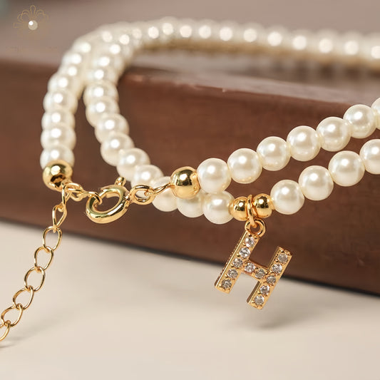 4A-Grade Aurora Freshwater Nucleolus-Free Pearl Initial Name Necklace — A Gift for Dates & Anniversaries