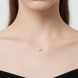 4A Aurora Grade Floating Freshwater Pearl Necklace – Invisible Thread Design