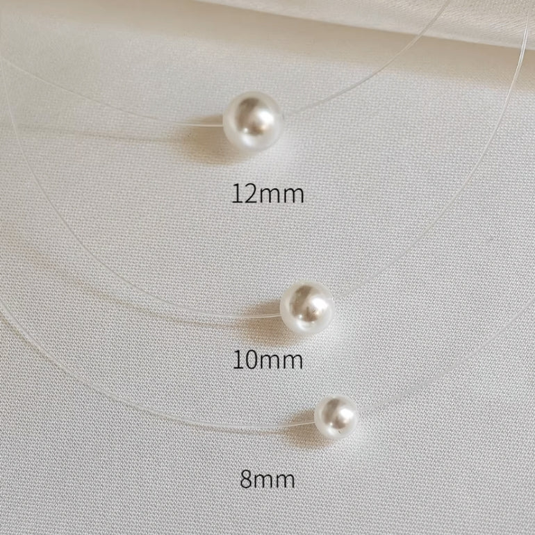 4A Aurora Grade Floating Freshwater Pearl Necklace – Invisible Thread Design