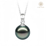 “Midnight Drop” | Tahitian Saltwater Pearl Pendant in 18K White Gold