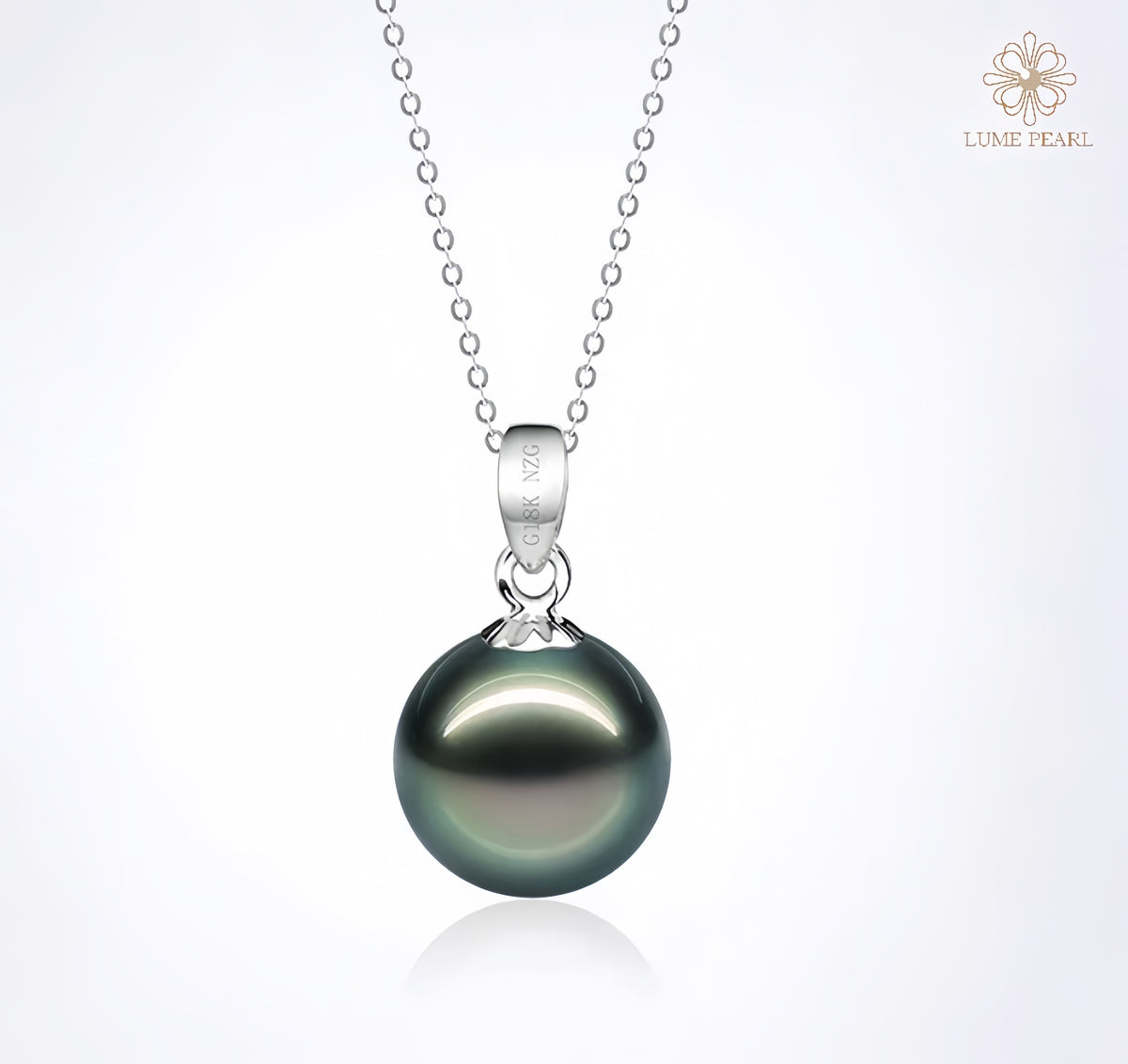 “Midnight Drop” | Tahitian Saltwater Pearl Pendant in 18K White Gold
