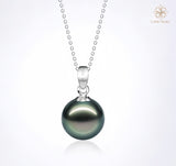 “Midnight Drop” | Tahitian Saltwater Pearl Pendant in 18K White Gold