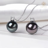 4A Grade Aurora Luster Classic Princess Diana Style Tahitian Black Pearl Necklace