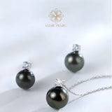 4A Grade Aurora Luster Classic Princess Diana Style Tahitian Black Pearl Necklace