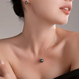 4A Grade Aurora Luster Classic Princess Diana Style Tahitian Black Pearl Necklace