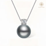 4A Grade Aurora Luster Classic Princess Diana Style Tahitian Black Pearl Necklace
