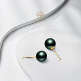 4A Grade High-Luster Classic Tahitian Black Pearl Stud Earrings