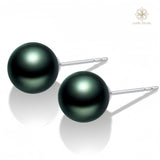 4A Grade High-Luster Classic Tahitian Black Pearl Stud Earrings