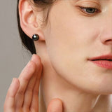 4A Grade High-Luster Classic Tahitian Black Pearl Stud Earrings