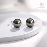 4A Grade High-Luster Classic Tahitian Black Pearl Stud Earrings