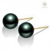 4A Grade High-Luster Classic Tahitian Black Pearl Stud Earrings
