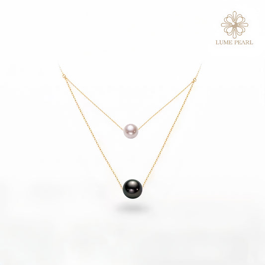 4AAAATahitian & Akoya Pearl Harmony Necklace – Natural Saltwater Pearls, Minimalist Choker