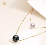 4AAAATahitian & Akoya Pearl Harmony Necklace – Natural Saltwater Pearls, Minimalist Choker
