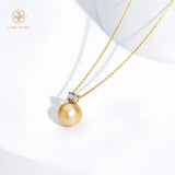 4A South Sea Golden Pearl Pendant Necklace – 18K Gold with Diamond Accent | Timeless Luxury & Ocean Elegance