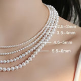4AAAA High-Luster Freshwater Non-Nucleated Pearl petite Bead Necklace