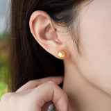 High Luster Natural South Sea Golden Pearl Stud Earrings – 18K Yellow Gold, Classic Fine Jewelry