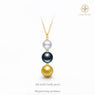3A Tri-Color South Sea Pearl Necklace – Golden, Tahitian Black & White Pearls, 3-Pearl Statement Jewelry