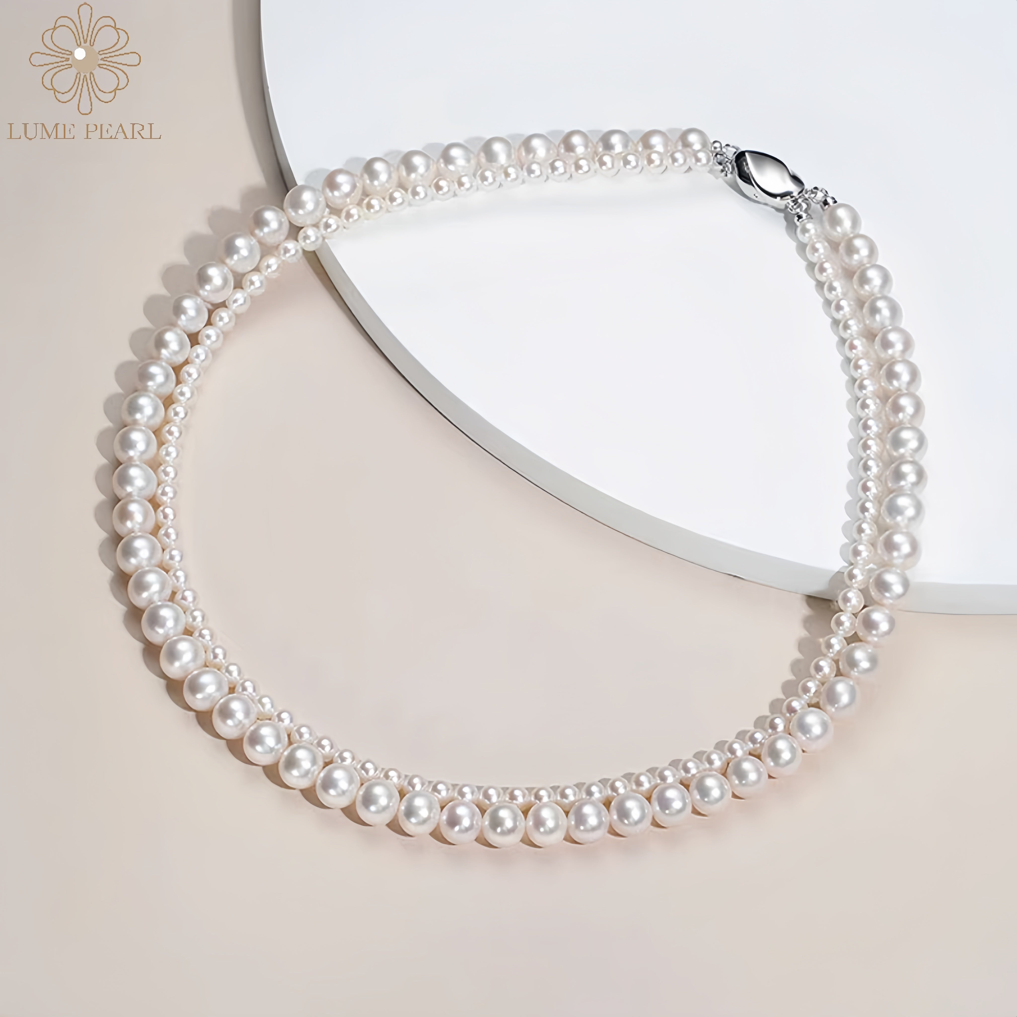 4A Grade Aurora Freshwater Pearl Double-Layer Necklace – S925 Silver Clasp