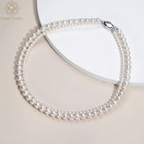 4A Grade Aurora Freshwater Pearl Double-Layer Necklace – S925 Silver Clasp