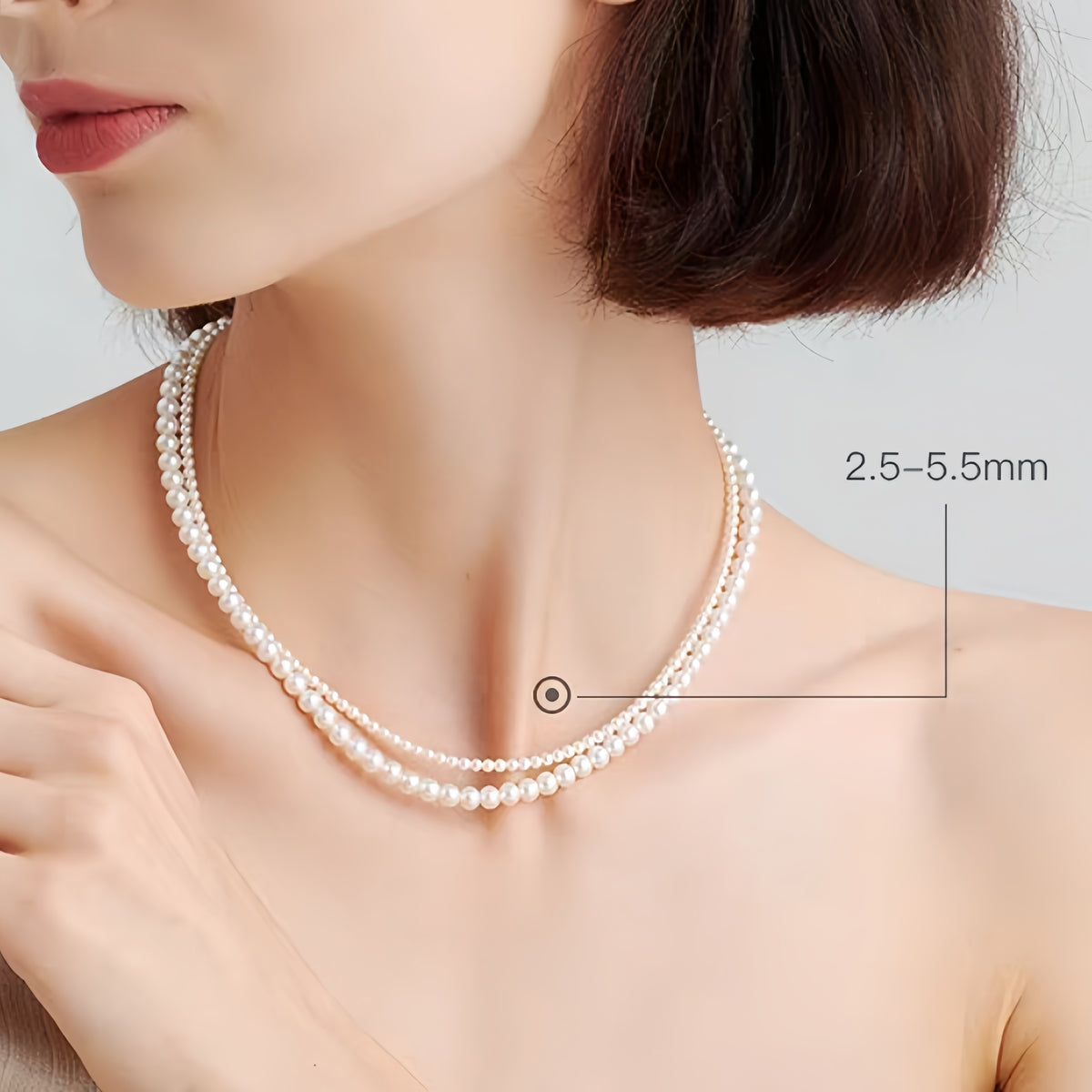 4A Grade Aurora Freshwater Pearl Double-Layer Necklace – S925 Silver Clasp